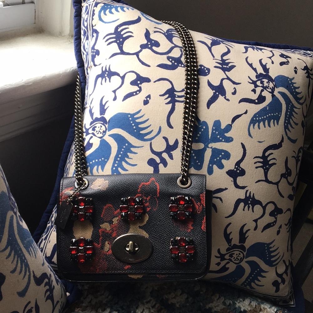 Coach Jeweled Floral Print Mini Chain Bag